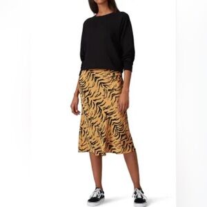 Madewell Silk Midi Slip Skirt in Tiger Stripe